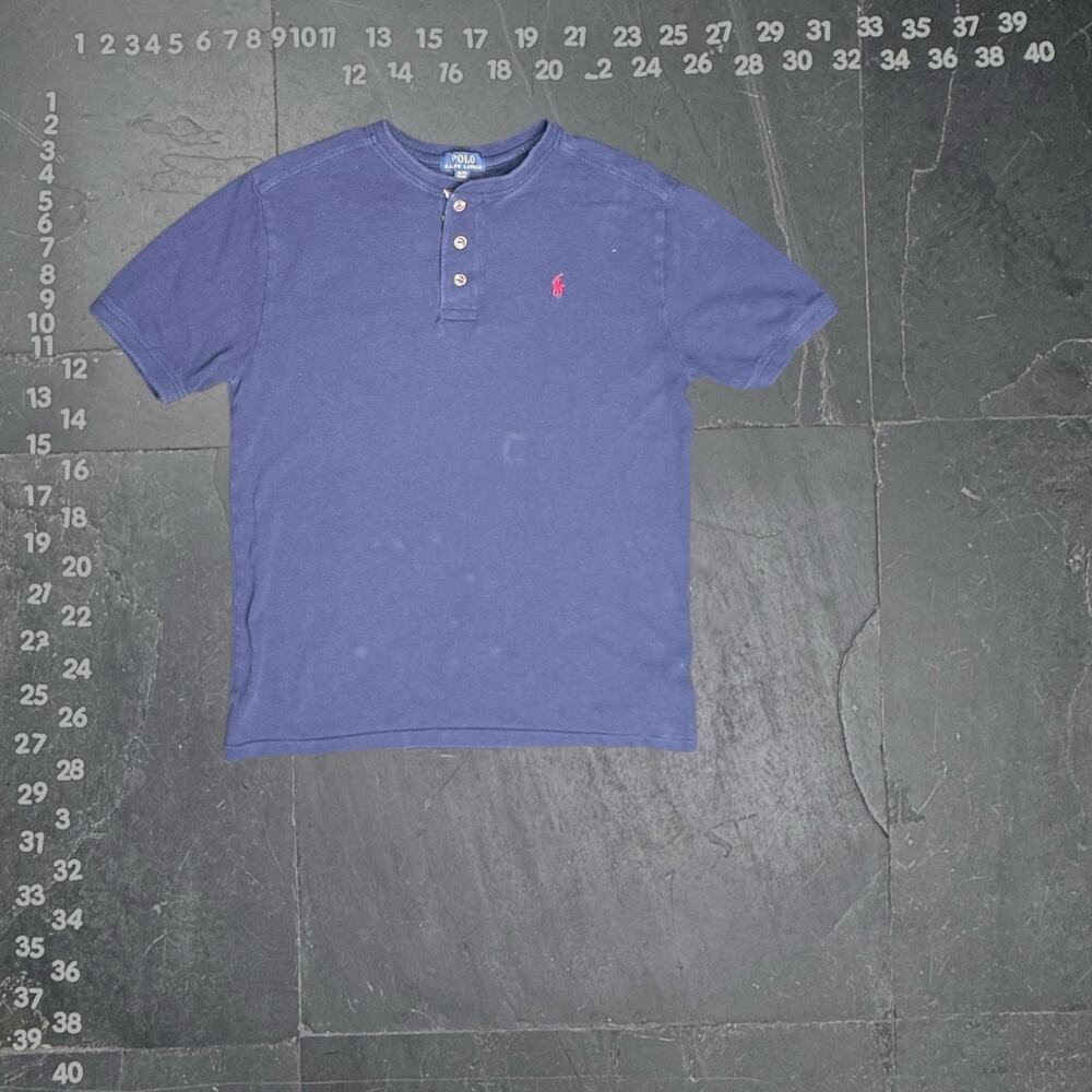 Polo Ralph Lauren Boy's Navy Blue Slub Jersey Short Sleeve Henley Shirt XL (18-2 - Picture 2 of 9